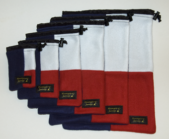 Red, white, and blue bags